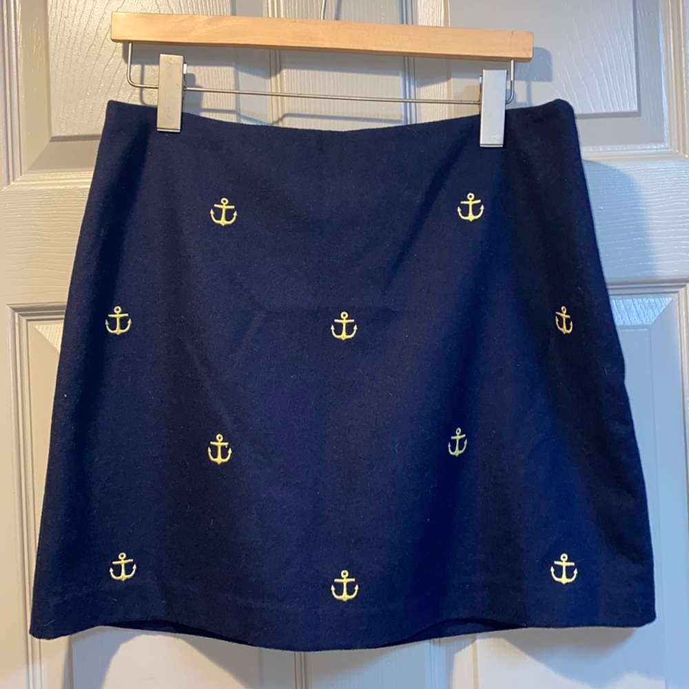 Vineyard Vines Navy Skirt with Yellow Anchor Embroidery